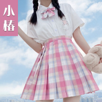  Xiaochun original genuine jk uniform skirt suit grid skirt female summer girls college style pleated skirt school uniform female
