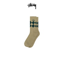 STUSSY logo embroidered contrast plaid stockings