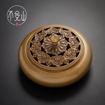Antique incense burner household pure copper sandalwood stove indoor purification air aromatherapy furnace for line incense insert brass pan incense burner
