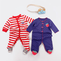 Baby conjoined clothes cotton large size clothes 0-3 months 12 spring and autumn 6-pack feet newborn long sleeve one foot climbing suit