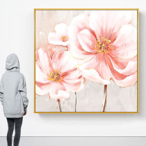 Living room Corridor decent board room hanging painting hand-painted oil painting pink daisy Chinese modern minimalist floral decoration painting