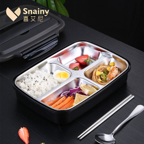 Partition type insulation lunch box 304 stainless steel office worker lunch box Portable student canteen rice grid lunch box