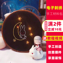 DIY handmade material bag sewing embroidery kit LED creative rabbit embroidery birthday gift