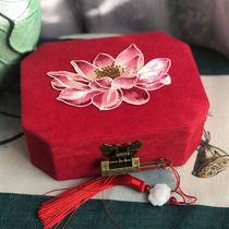 Wedding four-piece gift box three gold jewelry box Chinese style gold storage under the appointment of the gift box high