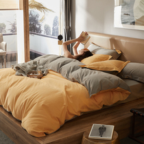 High-end atmosphere 100 sheets four-piece cotton cotton simple duvet cover bed sheet light luxury bedding spring and autumn