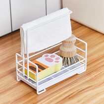 Kitchen sink dishwashing sponge steel wire ball storage rack windowsill drain shelf non-perforated wall-mounted rag rack