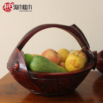 Living room decorated fruit tray Restaurant Chinese-style fish wood Sculpture Pendulum wood Qiao relocating New residence Huge Practical Creative Family Residence Ornaments