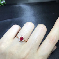 New 925 silver gilded ruby ring with inlaid natural ruby stone Dimensions 4 * 5mm Living mouth Fashion B