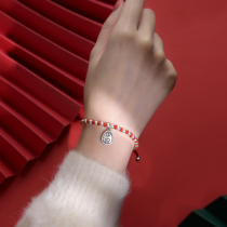 999 Pure Silver Bracelet Womans Life Year Red Rope Belongs to Tiger Ping An Transport Pearl Weave Handrope Gift Exam to come ashore