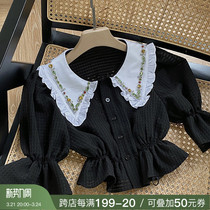 deessesicile French style small crowd sweetness girls ear doll turned over water drill shirt short blouses woman