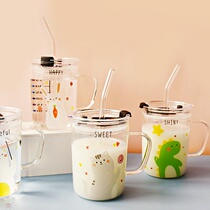 Sheng Wei Heng Gao Yan value milk tea mug graduated glass with a lid straw milk Oatmeal Tea Cup