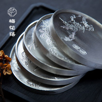 Creative pure tin to retro handmade tea tray tea pad metal tea cup tea ceremony kung fu coaster Cup Cup Cup Cup Cup Saucer tray