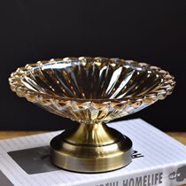 Modern simple decorative glass living room creative dried fruit plate European bedroom melon seed plate Creative candy plate