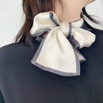 Spring new retro temperament solid color silk flat corner scarf hundred small silk scarf women tie bag silk scarf ribbon