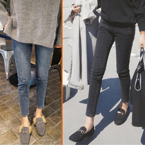 Thin and wild small feet jeans womens summer nine points 2021 spring and autumn new slim blue black ash tight high waist