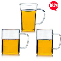 Single glass tea green tea tea cup single layer thick large capacity straight tube thick artificial blowing heat-resistant Japanese round