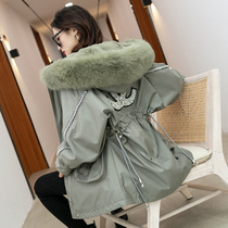 Pie overcomes the woman 2020 new winter fox otter rabbit hair liner detachable mid-length large coat Henning leather grass jacket