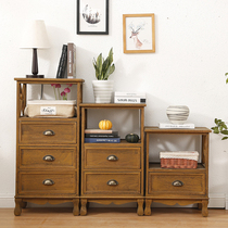 Pure Wood bedside table without installation narrow door locker small assembly simple cabinet solid wood double bucket cabinet