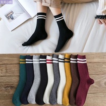 Pile socks Sox womens spring summer and winter Han version of the cylinder socks socks mens Han version of the middle cylinder thin web Red Sox