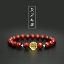 Tan fun high density small leaf red sandalwood Beed hand string single circle Womens bracelet natural beeswax accessories original design