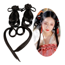 Ancient Wind Hanfu Wigs Bag Ancient Dress Cute Styling Black Double Ear Hair Bouquet With Soft Bottom High Temperature Silk Hair Hair