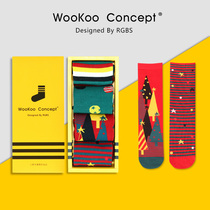 Socks men and women tide socks couple socks street Japanese European and American personality asymmetric cotton socks slip New Year personality long socks