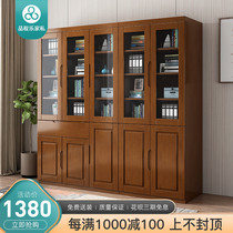 Chinese solid wood filing cabinet with glass door office cabinet cabinet against wall locker archive cabinet