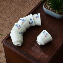 Antique glaze blue and white hand-painted teacup Master Cup Single Cup smelling cup tea set calligraphy kung fu tea cup