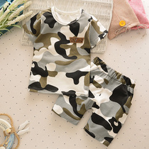 Boys summer clothing suit 2020 Summer new camouflak Childrens baby Summer going out clothes short sleeves Two sets