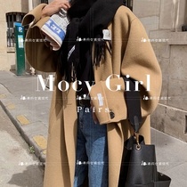 sandro asw double-sided cashmere coat women 2021 autumn and winter New Korean version of loose long woolen coat women