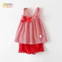 Children 0-1-3 years old female baby summer dress summer suspender skirt two-piece set female baby foreign clothes Princess