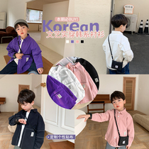 Yuanyuan home boy handsome tide dress childrens clothing 2021 new baby spring dress childrens shirt Korean version of childrens shirt