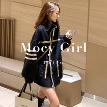 sandro asw tweed coat female 2021 spring and autumn Korean version loose thin foreign atmosphere thick woolen coat