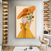 Modern entrance entrance decorative painting light luxury beauty salon mural painting atmospheric ground painting corridor end hanging painting