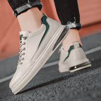 Spring Mens Shoes 2022 New Leather Face Casual Sports Students Han Edition Trend Air Cushion 100 Hitch Soft Bottom Leather Shoes Board Shoes