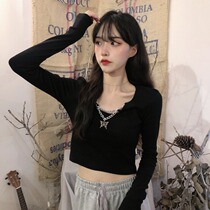 Vanya Black Blade Sweater Autumn Design Sense Small Butterfly Bow with Long Sleeve T-shirt