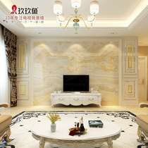 玖 玖 鱼 Tile background wall set with artificial whole body stone stone inlaid with metal jade wall panel