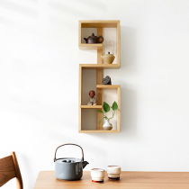 New Chinese Tea Room Shelf Study Room Wall Rack Tea Utensil Storage Rack Chinese Zen Space Wall Hanging Rack