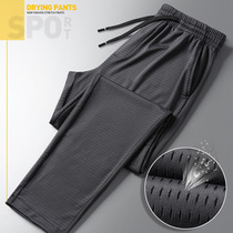 Official website flagship store ice mesh breathable air conditioning pants hollow 2021 summer mens nine casual pants mens