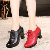 2020 new leather square dance shoes womens four seasons adult three step dancing shoes soft bottom middle heel ballroom dance show