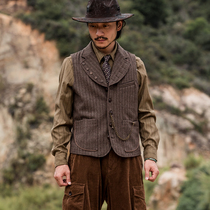 SOARIN Inron retro wool suit waistcoat male suit collar striped business casual workout waistcoat vest