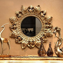 Luxury porch mirror sun hanging mirror decorative mirror European bathroom mirror washing mirror corridor hanging mirror engraved mirror custom