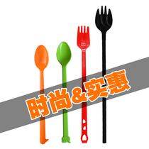Long handle spoon disposable plastic long spoon long ice spoon long ice cup fruit milk tea sand ice spoon dessert hot drink spoon