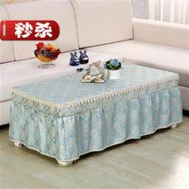 Lace towel table coffee table table European thick art coffee table computer desk pastoral Table c cover