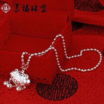 Baby Silver Adorned Children Long Life Lock Foot Silver Necklace Kid Baby Safe Lock Pure Silver Sweater Chain Female Adult Silver Lock
