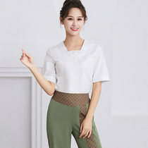 2020 spring and summer new foot bath foot massage shop work clothes women breathable slim suit health hall SPA work clothes