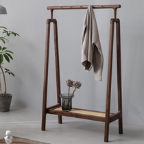 Nordic Black Walnut Wood Home Modern Minimalist Solid Wood Solar Day Style Bedroom Floor Hanging Hanger Equipped Clothing Cap Shelf Storage
