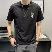 Mens short sleeve T-shirt 2020 new cotton summer interior base shirt casual Wild Mens print shirt D0302