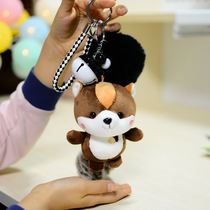 Cute plush squirrel pendant doll keychain 2021 new female exquisite trinkets school bag hanging doll