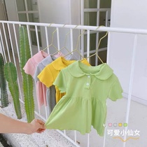 Baby Girl Short Sleeve Dress Pure Cotton Foreign Air Baby Little Fresher A Character Dress Summer New Baby Princess Dress